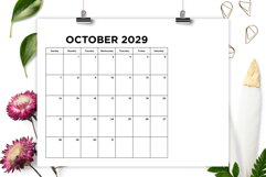 2029 Small Number Simple 8.5x11 Inch Calendar Product Image 4
