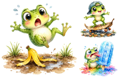 Funny Watercolor Frog Clipart Bundle Product Image 4