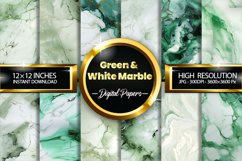 Green and White Marble Digital Papers, Marble Pattern Product Image 1