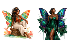 Black Girl Fairy Clipart Bundle, Afro Butterfly PNG Product Image 2