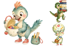 Watercolor Dinosaur Back To School PNG Product Image 4
