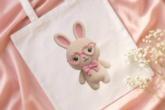 Knitted Bunny with Heart Glasses PNG Product Image 4