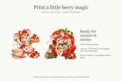 Mouse Fussy Cuts, Cute Printable Strawberry Stickers Product Image 4