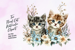 Two cute floral cat watercolor clipart Product Image 1