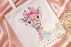 Cute Giraffe Watercolor PNG, Rainbow Giraffe with Glasses Product Image 4