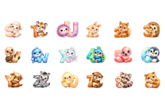 Cute Animal Alphabet Clipart, ABC PNG Product Image 4