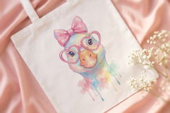 Cute Goose Watercolor PNG, Rainbow Duck with Glasses Product Image 4