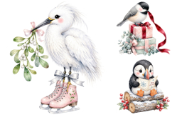 Watercolor Christmas Birds Clipart Bundle, Festive Winter Product Image 4