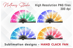 11 Vibrant Tie Dye Patterns - HAND CLACK FAN Sublimation. Product Image 4