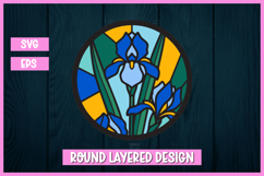 Layered Irises Stained Glass SVG | 3D Paper Cut Floral Product Image 1