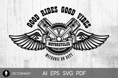 Set of motorcycle repair emblems. Bike motor, pistons. Product Image 2