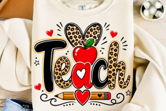 Teach Leopard Heart Apple School PNG Product Image 1