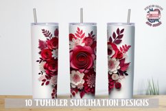 3D Flower Sublimation bundle Tumbler Wrap 20 oz Burgundy Product Image 5