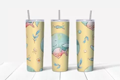 Cute Whale sublimation design. Skinny tumbler wrap design. Product Image 4