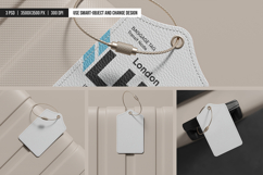 Leather Luggage Tag with Metal Cable Loop Mockup Product Image 4