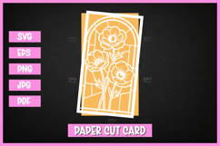 12 Flowers Stained Glass Style Card SVG | Paper Cut Floral Product Image 5