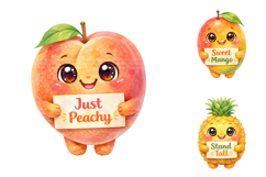 Watercolor Kawaii Fruit Clipart Bundle Product Image 4