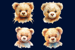 16 Adorable Watercolor Teddy Bear Clipart Collection Product Image 5