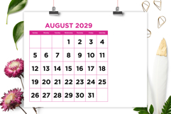 2029 Large Number Bold Color 8.5 x 11 Inch Calendar Template Product Image 5