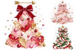 Christmas Tree PNG Bundle, Watercolor Holiday Clipart Product Image 4