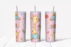 Giraffe sublimation design. Skinny tumbler wrap design. Product Image 4
