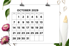 2029 Large Number Bold 8.5 x 11 Inch Calendar Template Product Image 4