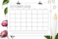 2026 12 x 9 Thin Sans Serif Calendar Template Product Image 4