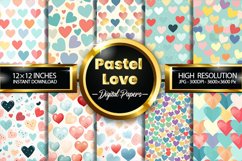 Pastel Love Seamless Digital Papers, Heart Pattern Product Image 1