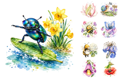 Whimsical Floral Garden Bug Clipart PNG Bundle Product Image 4