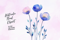 Abstract watercolor flower clipart sublimation Product Image 1