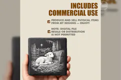 Lamb Beside Manger Laser Engraving PNG Product Image 5