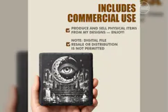 The Crescent Oracle Gothic Celestial Laser Engraving PNG Product Image 6