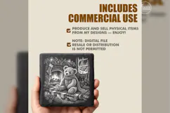 Teddy Bear by the Hearth Laser Engraving PNG Product Image 5