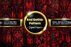 Red Gothic Pattern Digital Papers, Scary Pattern Product Image 1