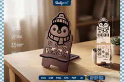 Cute Winter Animal Phone Holder SVG | Cozy Desk Stand Product Image 3