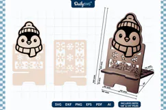Cute Winter Animal Phone Holder SVG | Cozy Desk Stand Product Image 2