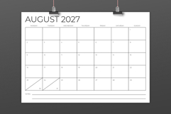 2027 A4 Thin Sans Serif Monday to Sunday Calendar Template Product Image 3