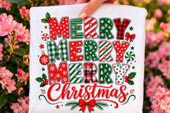 Merry Merry Christmas Patchwork PNG Product Image 1