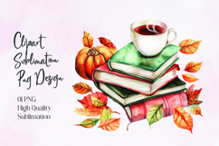 Pumpkin Books Coffee Autumn Sublimation PNG Product Image 1