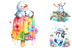 Summer Snowman Tropical Beach Clipart, Sublimation Designs Product Image 4