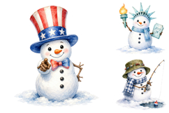 Patriotic Snowman Clipart Bundle, 4th of July PNG Product Image 4
