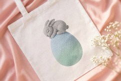 Sleeping Knitted Bunny &amp; Egg PNG Product Image 4