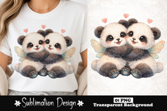 Cute Panda Couple Watercolor Sublimation PNG Product Image 1