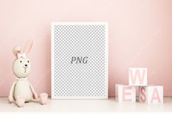 Frame mockup kids. Pink wall and white frame for girl Product Image 3