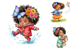African American Baby Girl Clipart Bundle Product Image 4