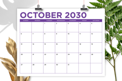 2030 8.5 x 11 Inch Bold Color Calendar Template Product Image 5