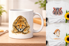 105 Safari Animal Watercolor Sublimation Clipart Bundle Product Image 3