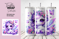 Kawaii Unicorn Tumbler Wrap Sublimation | Floral Pastel Wing Product Image 1