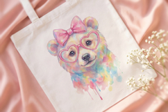 Cute Bear Watercolor PNG, Rainbow Bear with Glasses Product Image 4