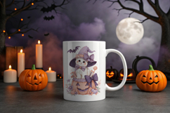 Cute Halloween Cat with Hat Clipart Product Image 4